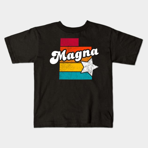 Magna Utah Vintage Distressed Souvenir Kids T-Shirt by NickDezArts